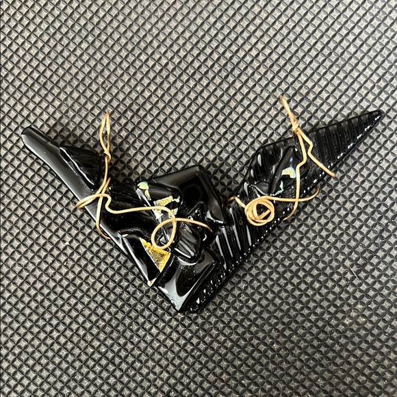 Black and Gold Fused Glass Pendant - Picture 1 of 2